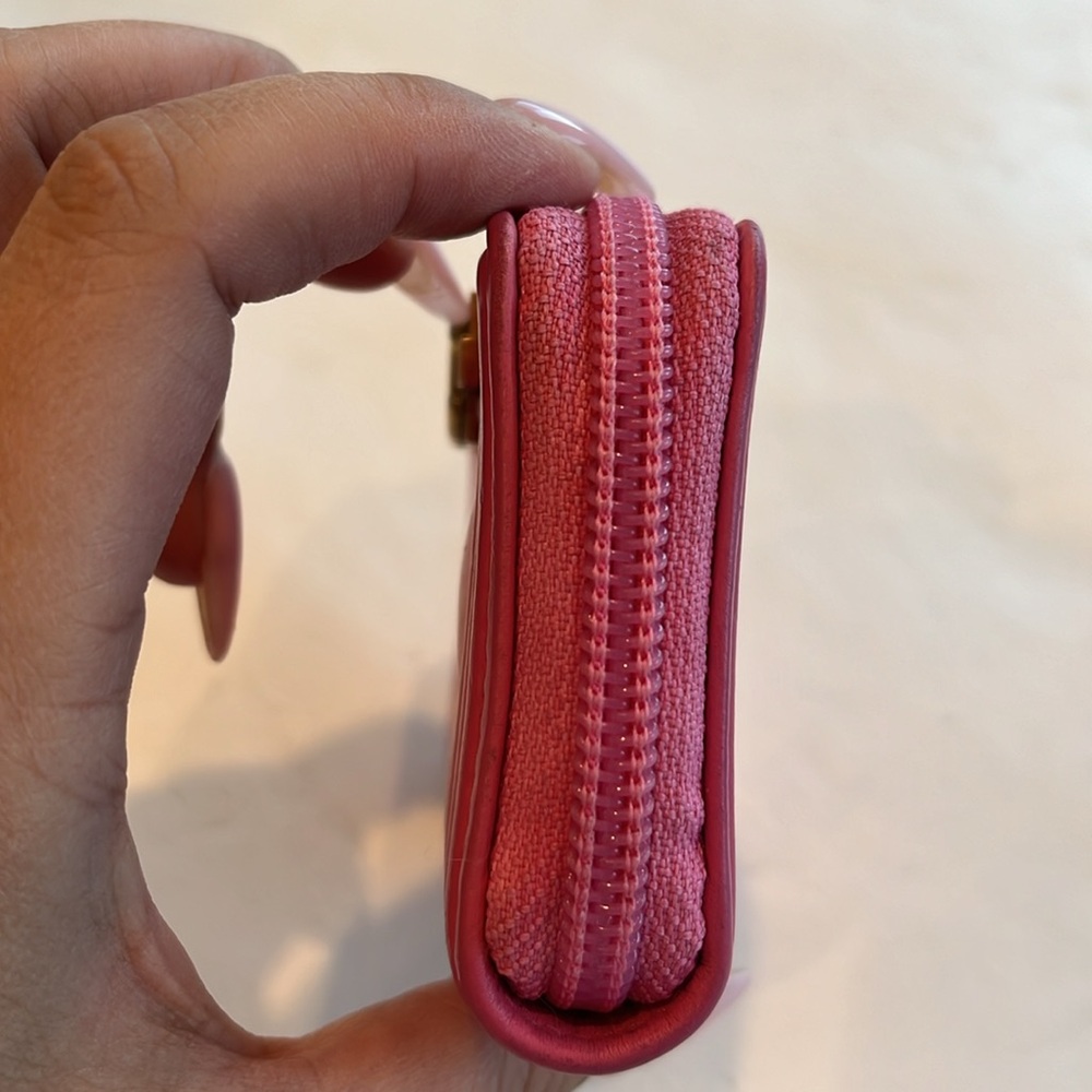 CHANEL Boy Matelasse Lambskin Leather Pink Gold Mini Zip Wallet Card Holder - Picture 7 of 10